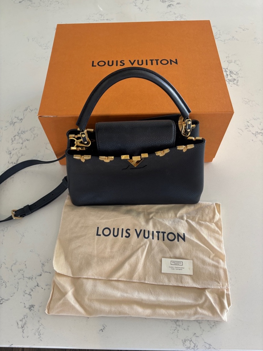 Louis Vuitton Black Classic Top Handle Bag with Gold Hardware - Picture 2 of 11